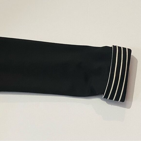 Chico’s Black White Striped Drape Blazer W/ Zipper Detail In Back Women's Small - Picture 8 of 13